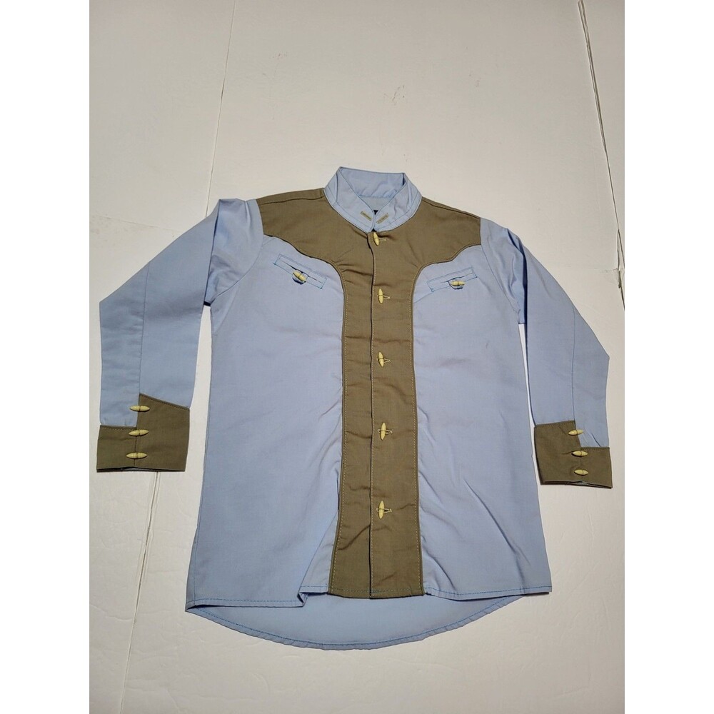 (#17)El General Long Sleeve Toggle Button Down Size Kid's 8  Blue/ Brown